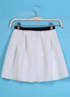 Romwe Elastic Waist Zipper Flare White Skirt