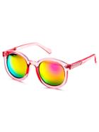 Romwe Red Clear Frame Iridescent Lens Sunglasses