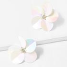 Romwe Iridescence Flower Stud Earrings
