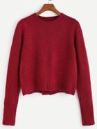 Romwe Burgundy Lace Up Back Sweater