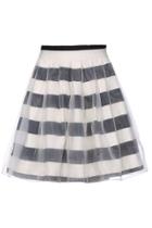 Romwe Romwe Black & White Striped Print Skirt