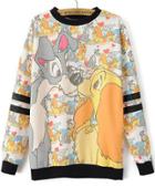 Romwe Kiss Dogs Print Loose Sweatshirt