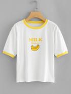 Romwe Banana Print Ginger T-shirt