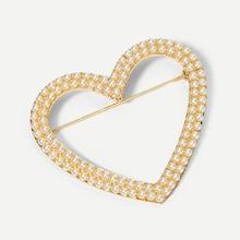 Romwe Faux Pearl Detail Heart Brooch