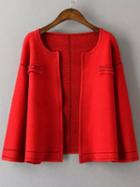 Romwe Long Sleeve Knit Red Coat