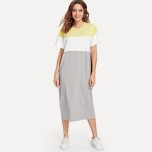 Romwe Cut And Sew Tee Dress