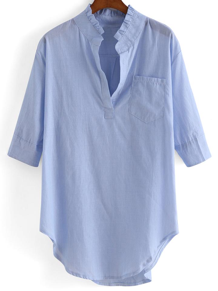 Romwe V Neck With Pocket Blouse