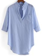 Romwe V Neck With Pocket Blouse