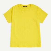 Romwe Guys Cutout Neck Solid Tee