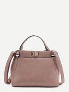 Romwe Cameo Brown Faux Leather Handbag With Strap