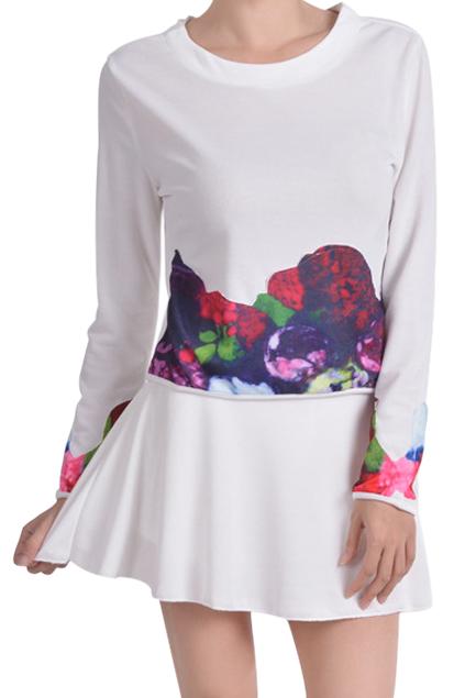 Romwe Twinset Floral Print Top With Skirt