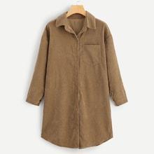 Romwe Corduroy Drop Shoulder Denim Shirt