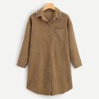 Romwe Corduroy Drop Shoulder Denim Shirt