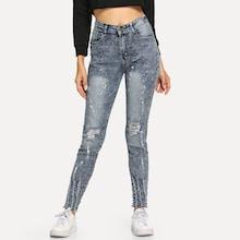 Romwe Raw Hem Wash Jean