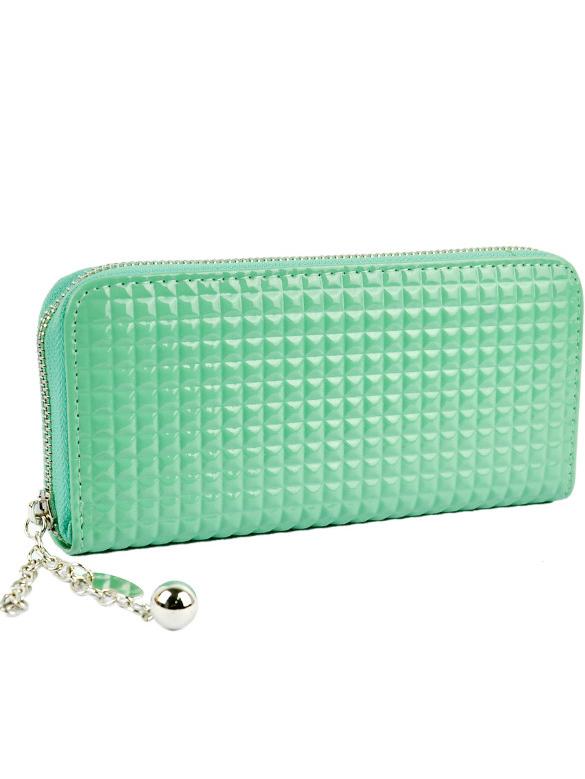 Romwe Green Zipper Plaid Clutch Bag