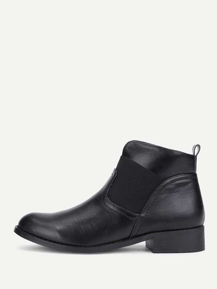Romwe Round Toe Block Heeled Ankle Boots