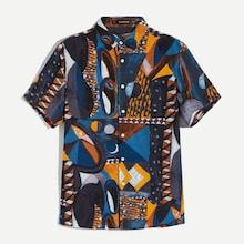 Romwe Guys Painting Print Short Sleeve Shirt