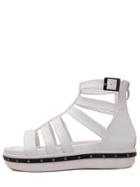 Romwe White Faux Leather Open Toe Gladiator Sandals