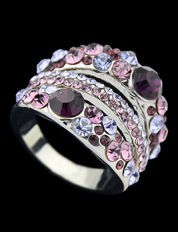 Romwe Purple Diamond Silver Ring