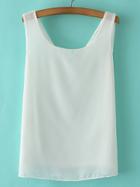 Romwe White V Neck Sleeveless Chiffon Vest