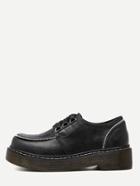 Romwe Black Pu Zipper Embellished Lace Up Shoes