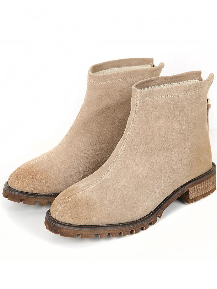 Romwe Apricot Round Toe Zipper Boots