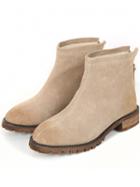 Romwe Apricot Round Toe Zipper Boots
