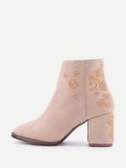 Romwe Star & Moon Embroidered Ankle Boots