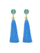 Romwe Lakeblue Anchor Decoration With Long Tassel Drop Statement Earrings