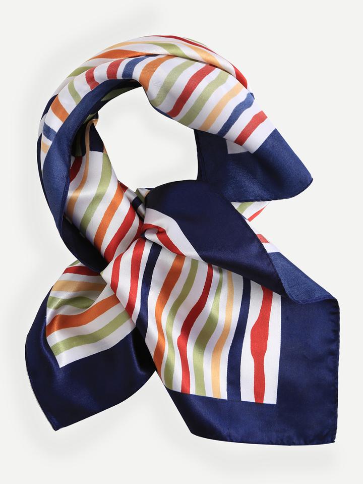 Romwe Multicolor Striped Print Scarf
