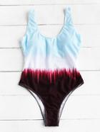 Romwe Ombre Scoop Neck Swimsuit