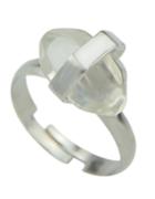 Romwe White Gemstone Adjustable Rings