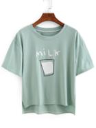 Romwe Milk Print High-low T-shirt