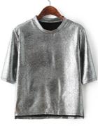 Romwe Silver Half Sleeve Snakeskin T-shirt