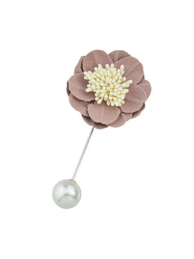 Romwe Pink Flannel Flower Ball Brooch