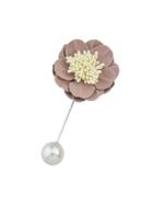 Romwe Pink Flannel Flower Ball Brooch