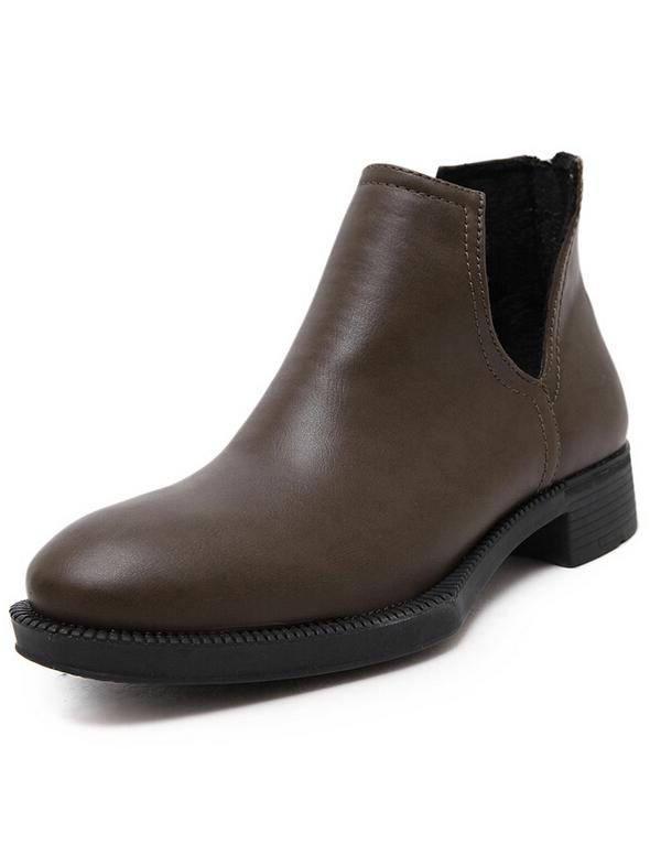 Romwe Army Green Cutout Zipper Back Boots
