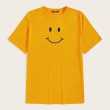 Romwe Guys Smiley Face Print Tee