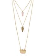 Romwe Pink Three Layers Pendant Necklace