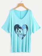 Romwe Heart & Palm Tree Print Cover Up
