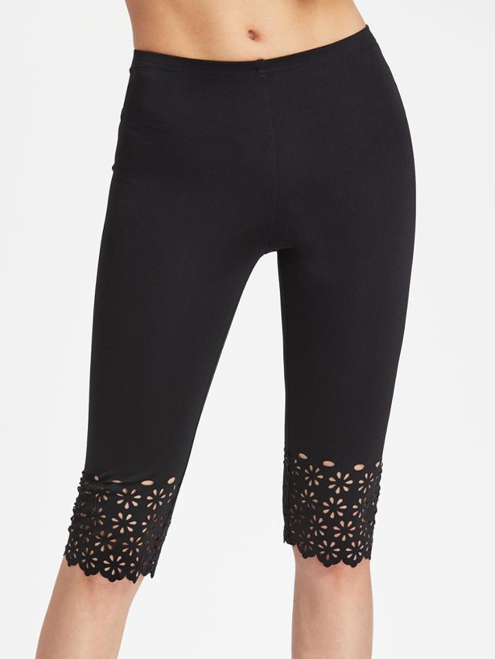 Romwe Laser Cut Short Leggings