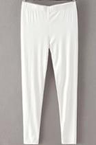 Romwe Elastic Waist Slim White Legging