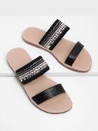 Romwe Tribal Embellished Flat Sandals