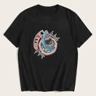 Romwe Guys Shark Print Tee