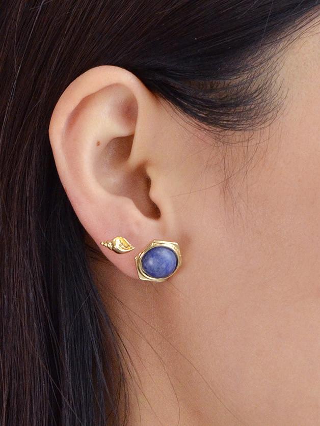 Romwe Blue Stone Earrings Set