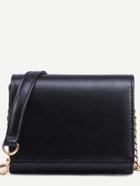 Romwe Black Faux Leather Trapezoid Flap Bag