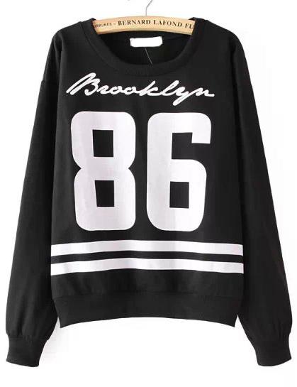 Romwe Striped 86 Print Sweatshirt
