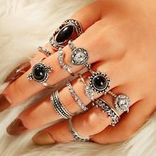 Romwe Rhinestone Detail Textured Ring 12pcs