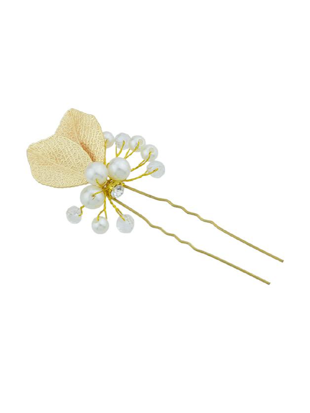 Romwe Leaf Simulated-pearl  Flower Hair Sticks