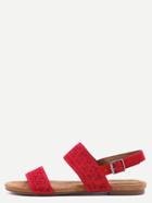 Romwe Faux Suede Stappy Sandals - Red